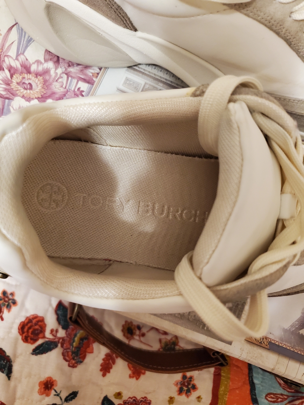 Tory Burch Cream & Taupe Chunky Lace-Up Sneaker - Picture 9 of 10